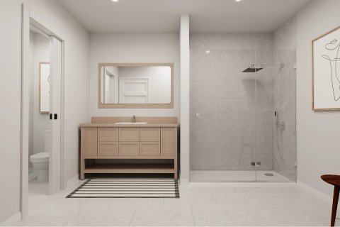 Salle de bain d'un condo neuf du projet Le projet Édouard